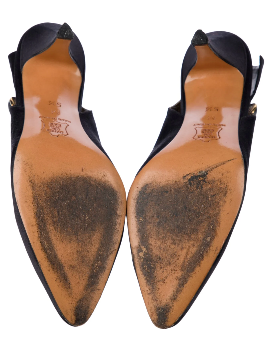 Yves Saint Laurent Vintage Satin Slingback Pumps