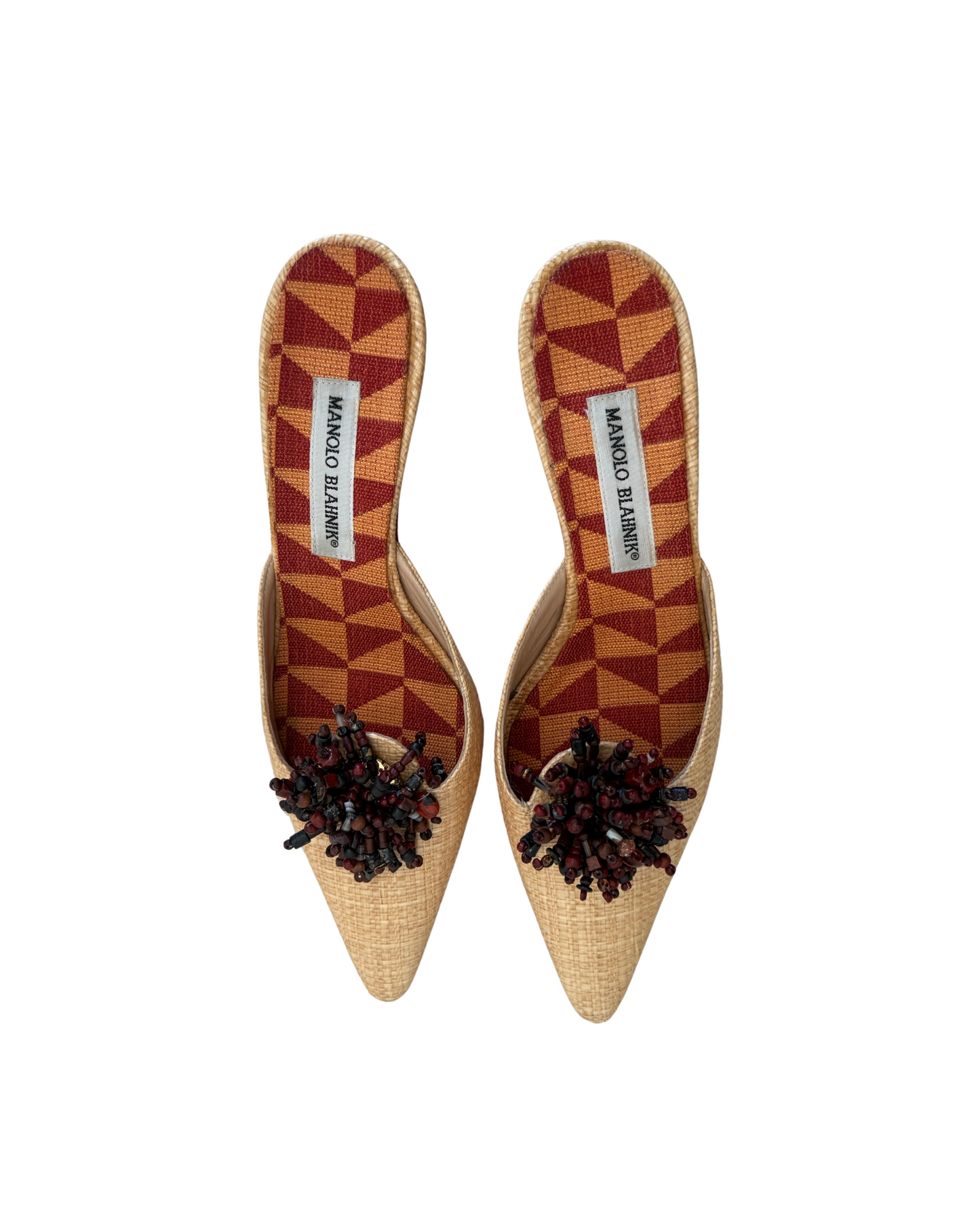 Manolo Blahnik Raffia Beaded Mule
