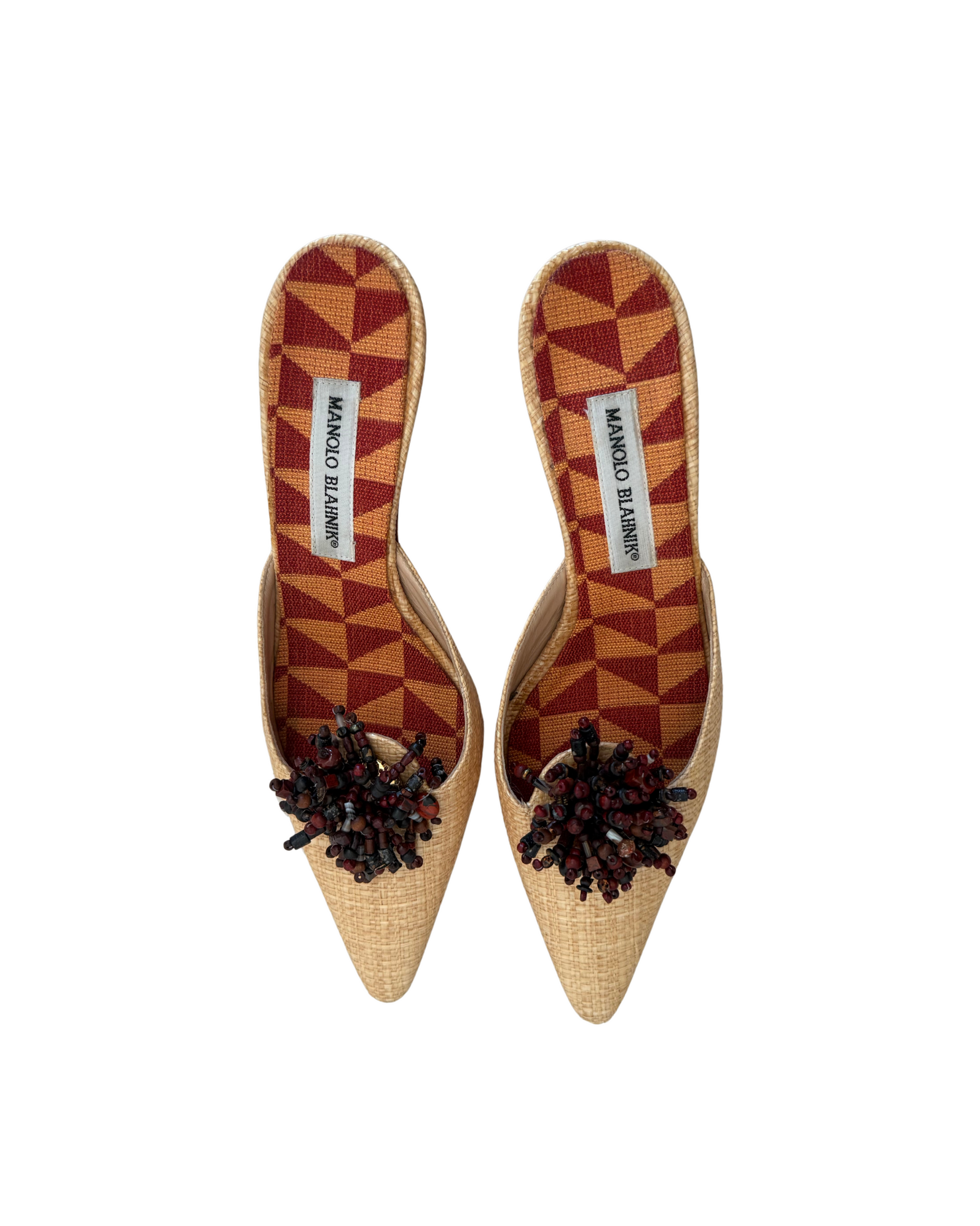 Manolo Blahnik Raffia Beaded Mule – The Quiet Matter