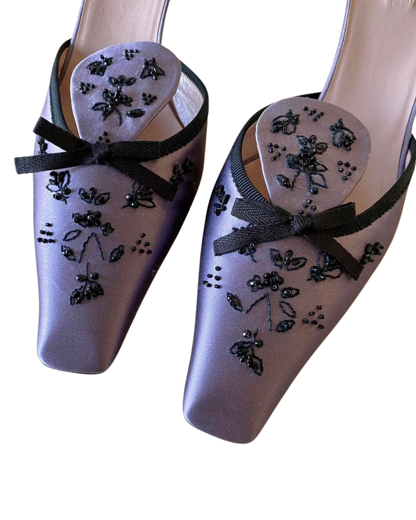 Vintage Prada Lavender Satin Heels