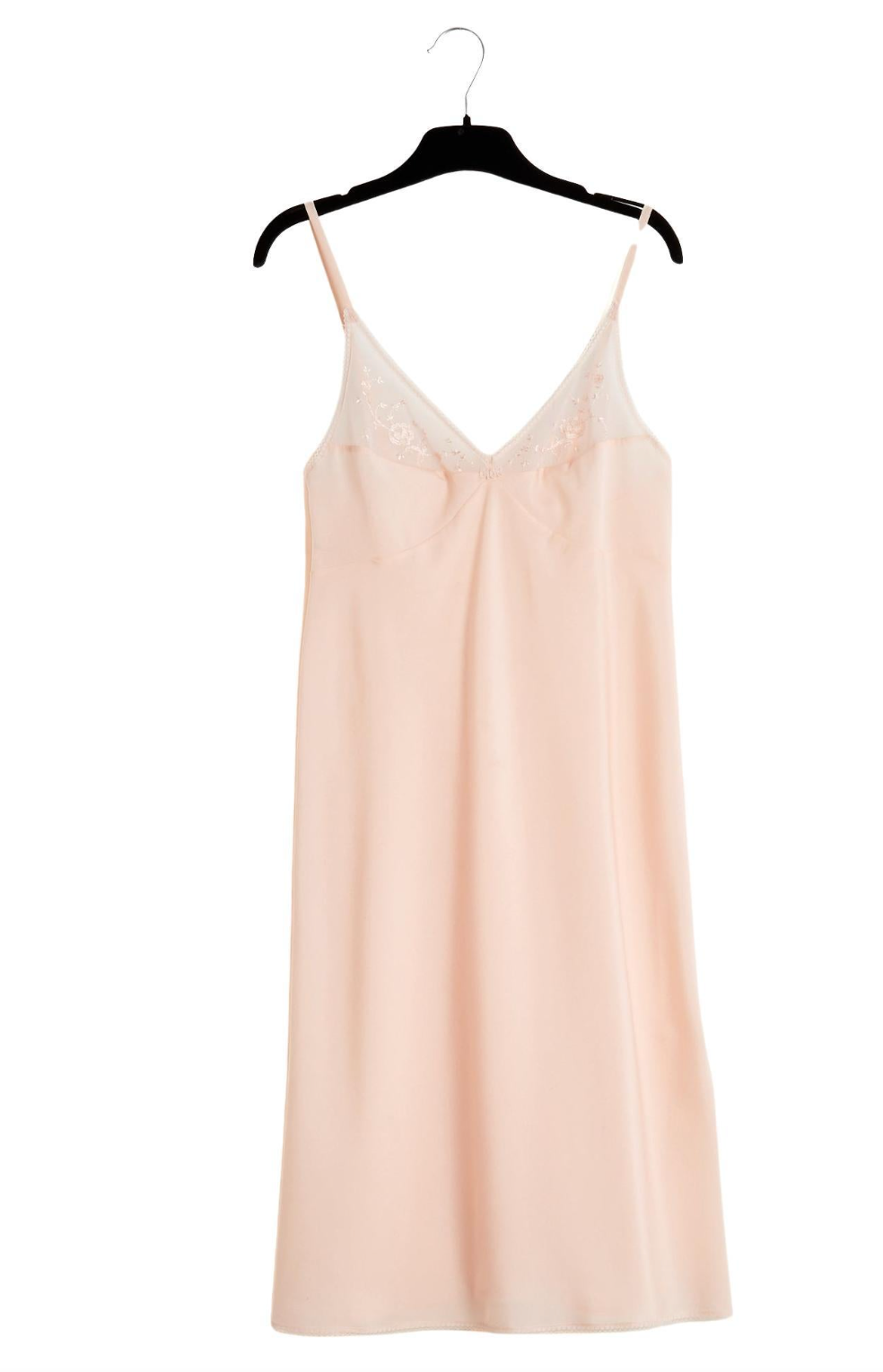 Christian Dior Lingerie 1985 Robe Combinaison Pink Satin Slip Dress